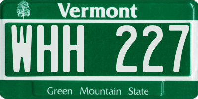 VT license plate WHH227