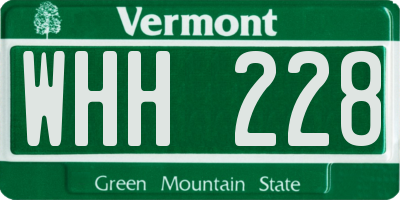VT license plate WHH228