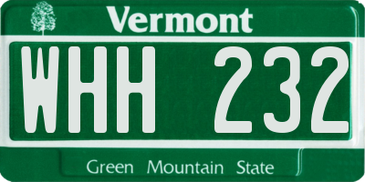 VT license plate WHH232