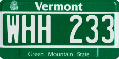 VT license plate WHH233