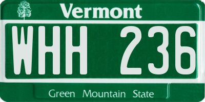 VT license plate WHH236