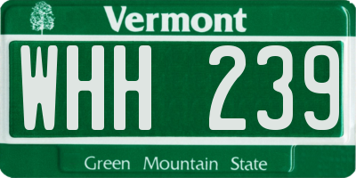 VT license plate WHH239
