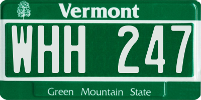 VT license plate WHH247