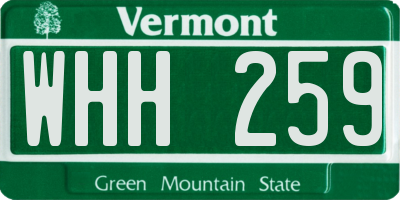 VT license plate WHH259