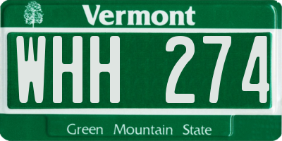 VT license plate WHH274