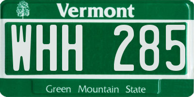 VT license plate WHH285