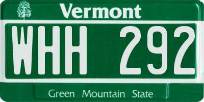 VT license plate WHH292