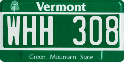 VT license plate WHH308