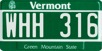 VT license plate WHH316