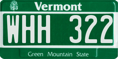 VT license plate WHH322