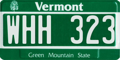 VT license plate WHH323