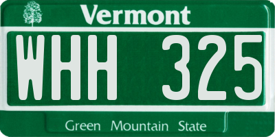 VT license plate WHH325