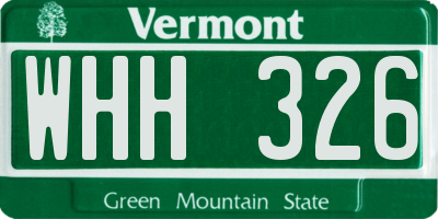 VT license plate WHH326
