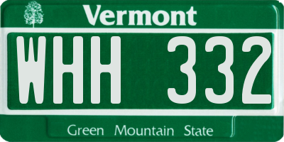 VT license plate WHH332