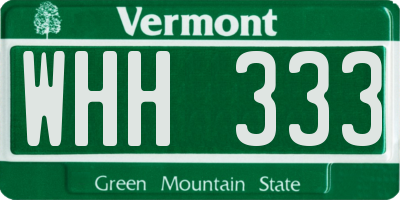 VT license plate WHH333
