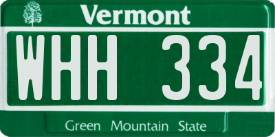 VT license plate WHH334