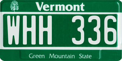 VT license plate WHH336