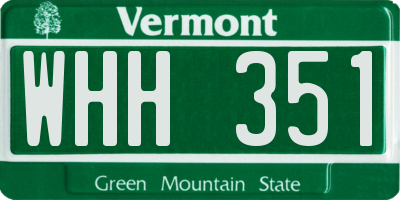 VT license plate WHH351