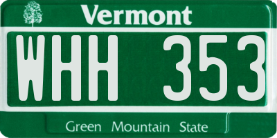 VT license plate WHH353