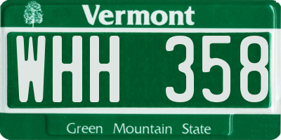 VT license plate WHH358