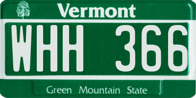 VT license plate WHH366