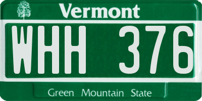 VT license plate WHH376