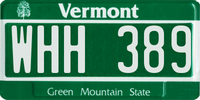 VT license plate WHH389