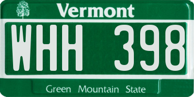 VT license plate WHH398