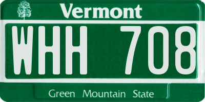 VT license plate WHH708