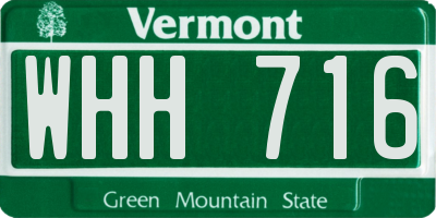 VT license plate WHH716
