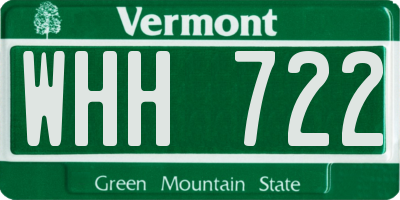 VT license plate WHH722