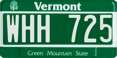 VT license plate WHH725