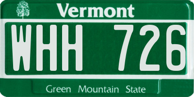 VT license plate WHH726