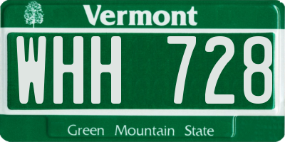 VT license plate WHH728