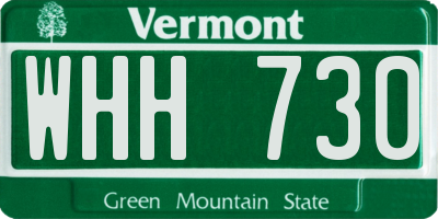 VT license plate WHH730