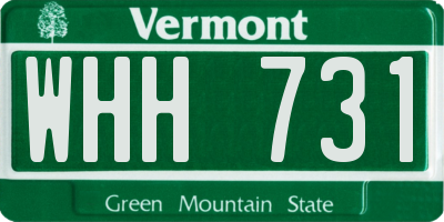 VT license plate WHH731