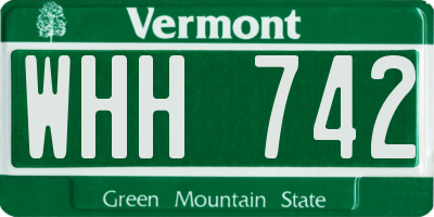 VT license plate WHH742