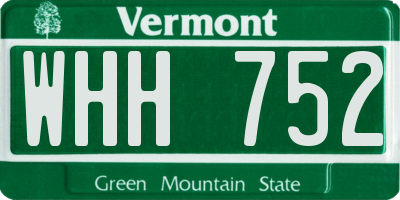 VT license plate WHH752