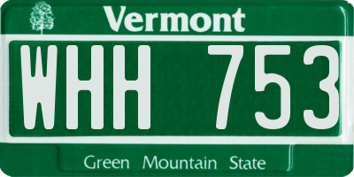 VT license plate WHH753