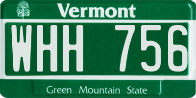 VT license plate WHH756
