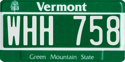 VT license plate WHH758
