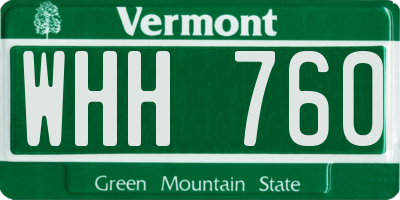 VT license plate WHH760