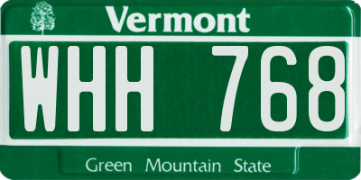 VT license plate WHH768