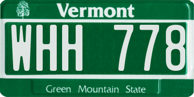 VT license plate WHH778