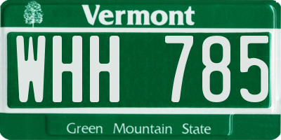 VT license plate WHH785