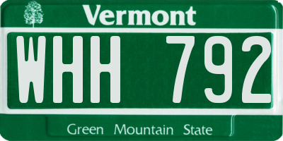 VT license plate WHH792