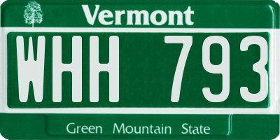VT license plate WHH793