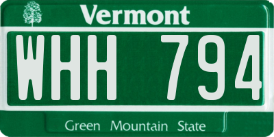 VT license plate WHH794