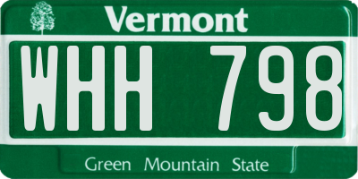 VT license plate WHH798