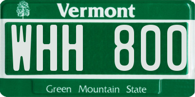 VT license plate WHH800